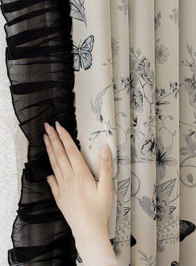 客厅阳台帘遮光2025新尔款卧室感法59581式复古轻奢花雪印尼窗布