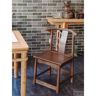 新中MFG式茶椅桌牛月牙椅小子实木角椅榆木背椅客椅餐靠桌椅Y椅圈