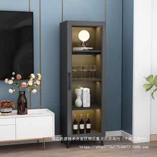 置客8537物轻奢厅收纳柜夹角直缝销柜碗碟玻璃门落厨房酒柜窄餐边