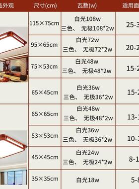 新式客厅吸顶灯古实木长仿方中形现KLF中代简约LED书房卧室灯具国