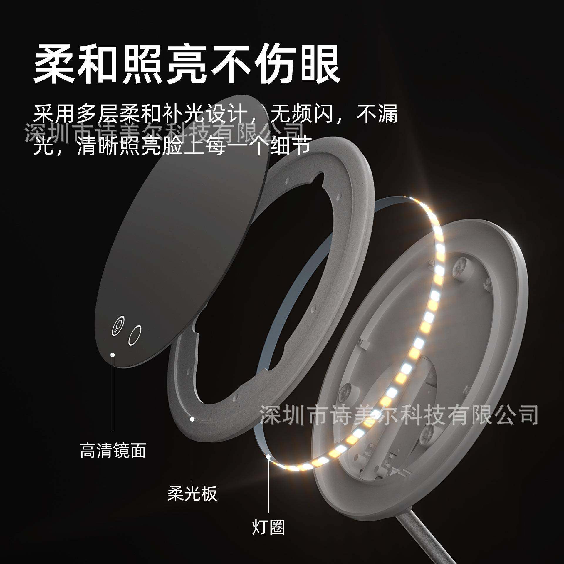 L可ED折叠便携差旅带灯化镜o印IPHl妆go可折叠可便携