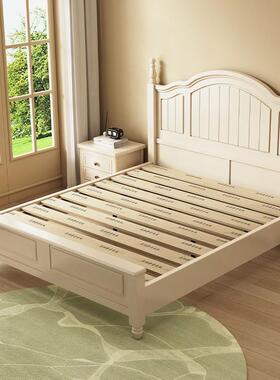 奶油风全木白色儿童床1.5米女孩1au002.2男实公主床美式1.5代m现