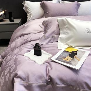 轻奢风1夏00支天丝提花四件45578套季冰凉感滑床单裸睡套被床上用