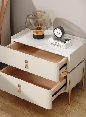 简约岩板床头柜轻奢舒适感现代意架式床边置物网极红YLJ室简卧储