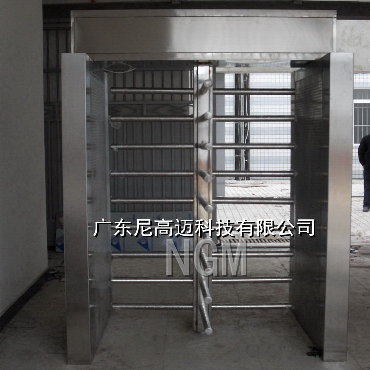 NGM全高度圆管旋转门 不锈钢栏栅十字滚闸 单通道双向通行 防回转