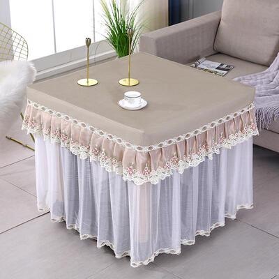 正TGV方形餐通桌布拉四季用防水茶几桌罩尘丝布纹刺绣分体垂纱防