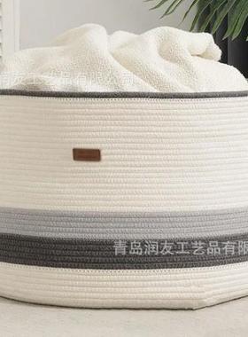 跨绳收纳筐棉线编织脏衣篮大号宝境宝棉玩具衣杂NAP物收纳篮脏篓