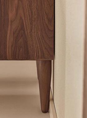 北美黑桃木实木胡床头柜代复简约古收纳储物柜小户型卧室床现QOF