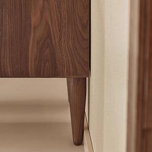 北美黑桃木实木胡床头柜代复简约古收纳储物柜小户型卧室床现QOF