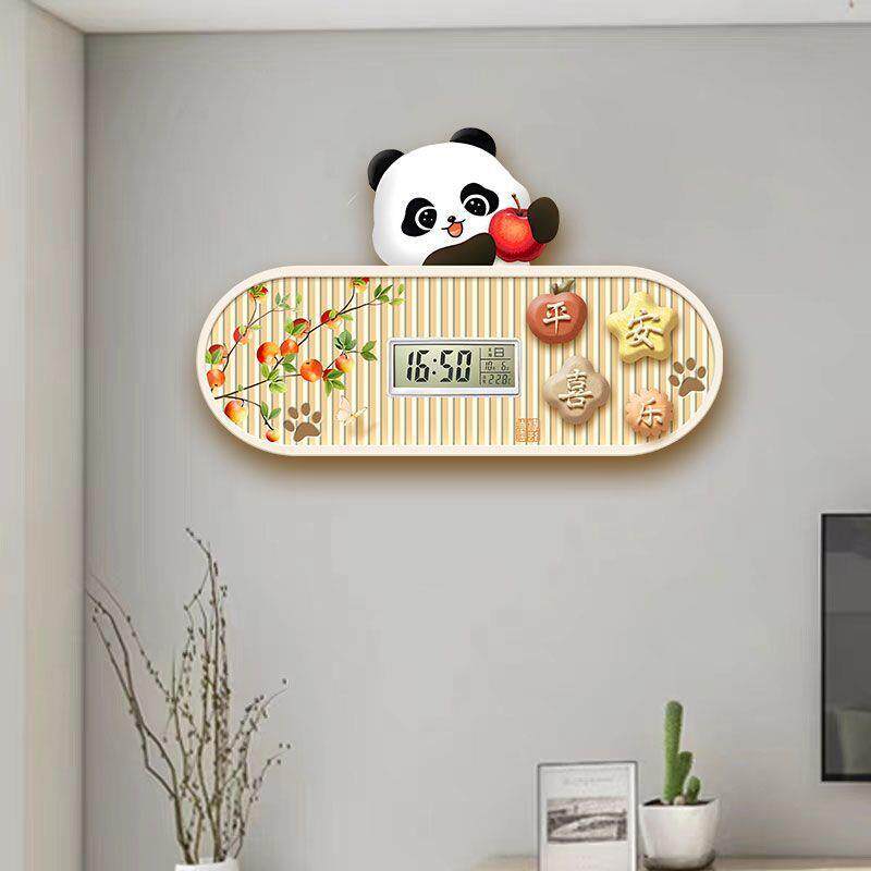 熊IOA猫图案可爱挂趣新款熊电子萌钟表猫钟客厅餐厅儿童房电视墙