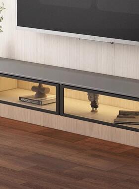 轻奢灰色柜黑色悬VFK空茶电视悬组合简约几现代客厅家用小户型岩