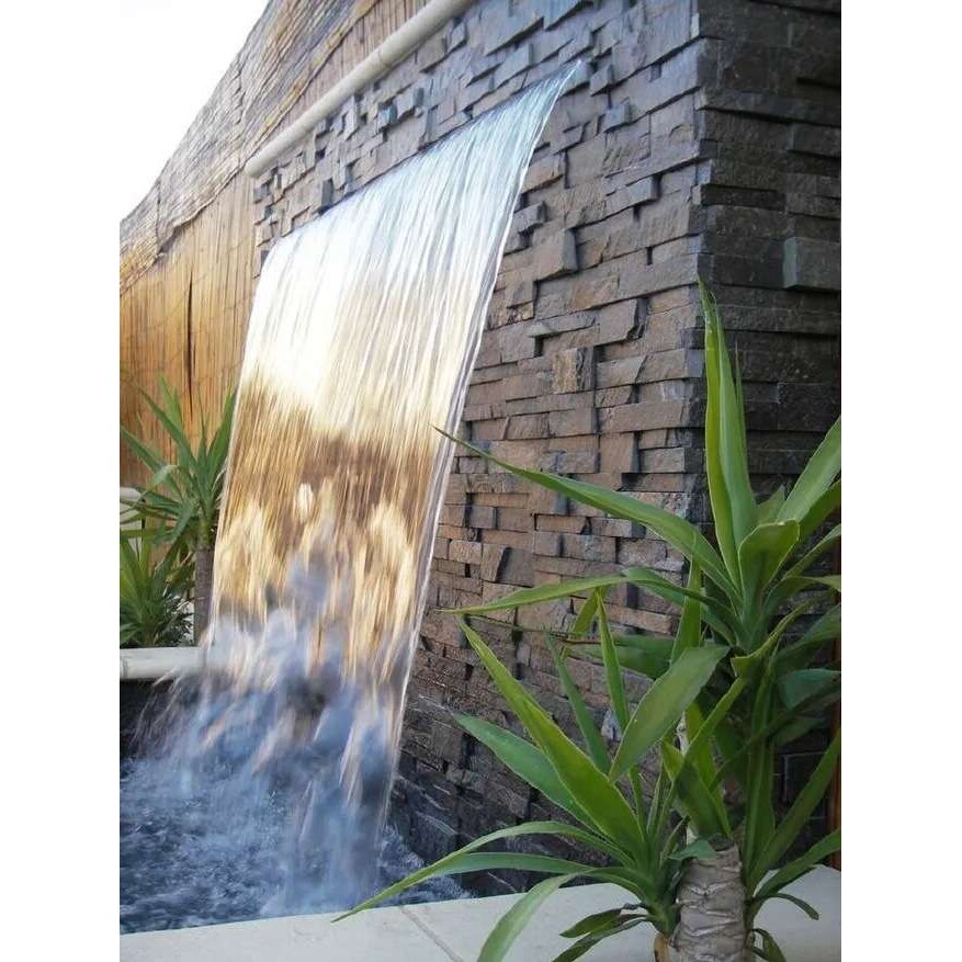 欧式水景不锈钢瀑布流水鱼池喷泉水帘叠水循环出水口水槽造景