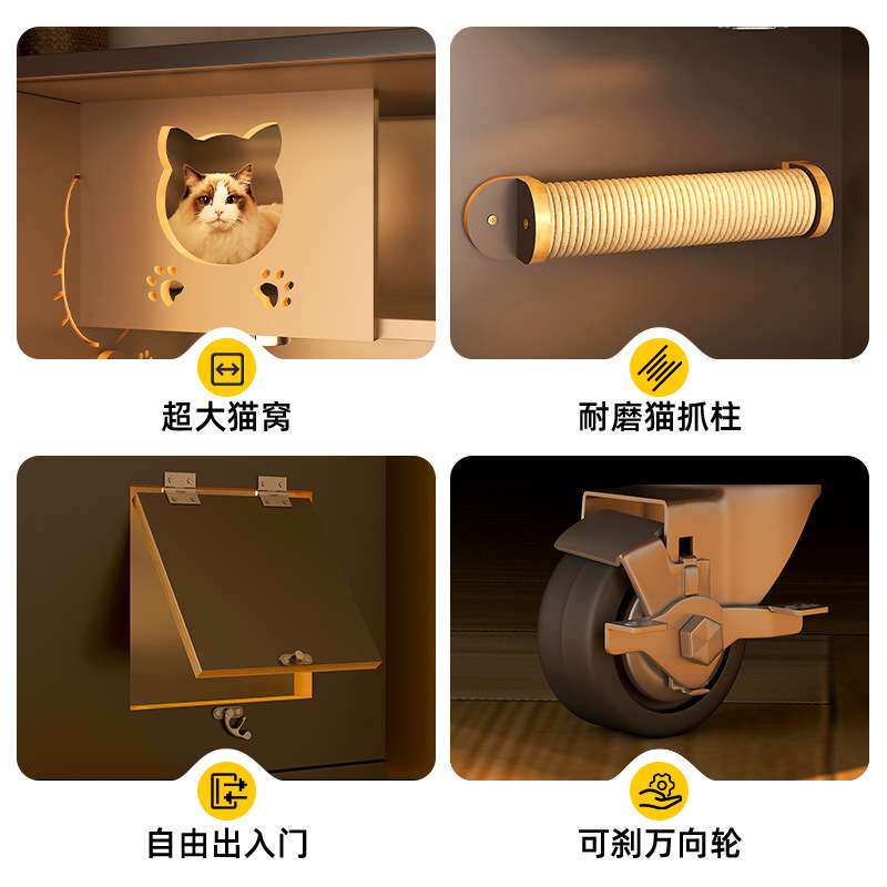 大号木质别墅猫柜房子猫窝猫笼自由空间实木猫舍柜笼厂家现货猫屋