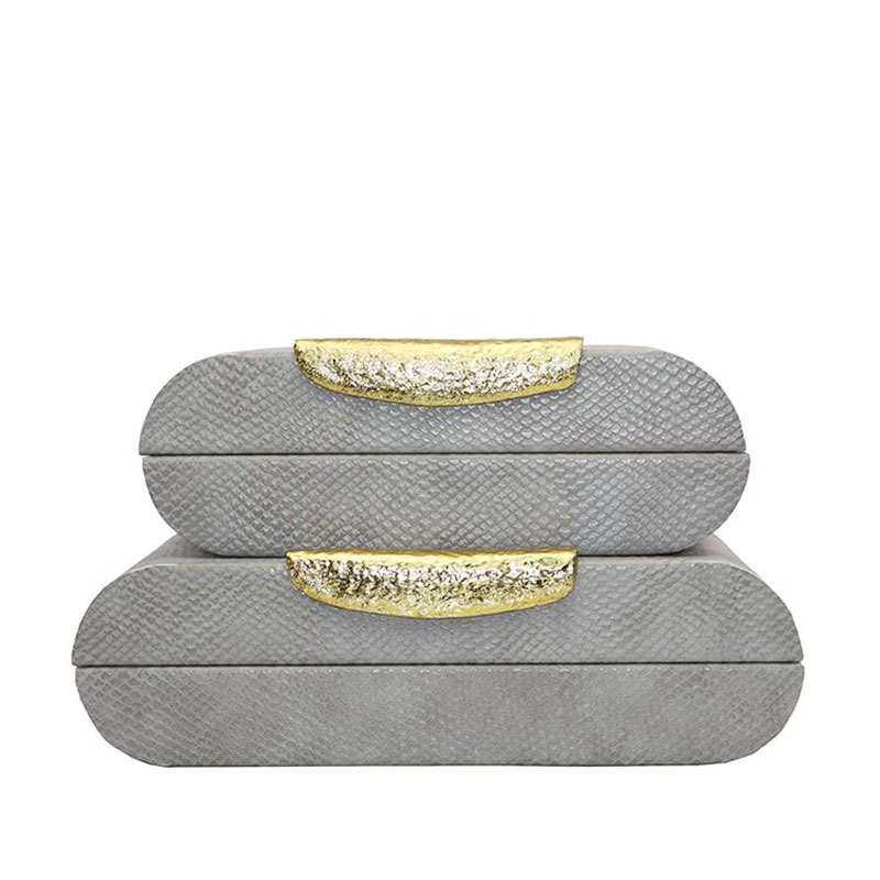 现代新中式样板房软装饰品首饰盒摆件珠宝耳环木质白色边盒收纳盒