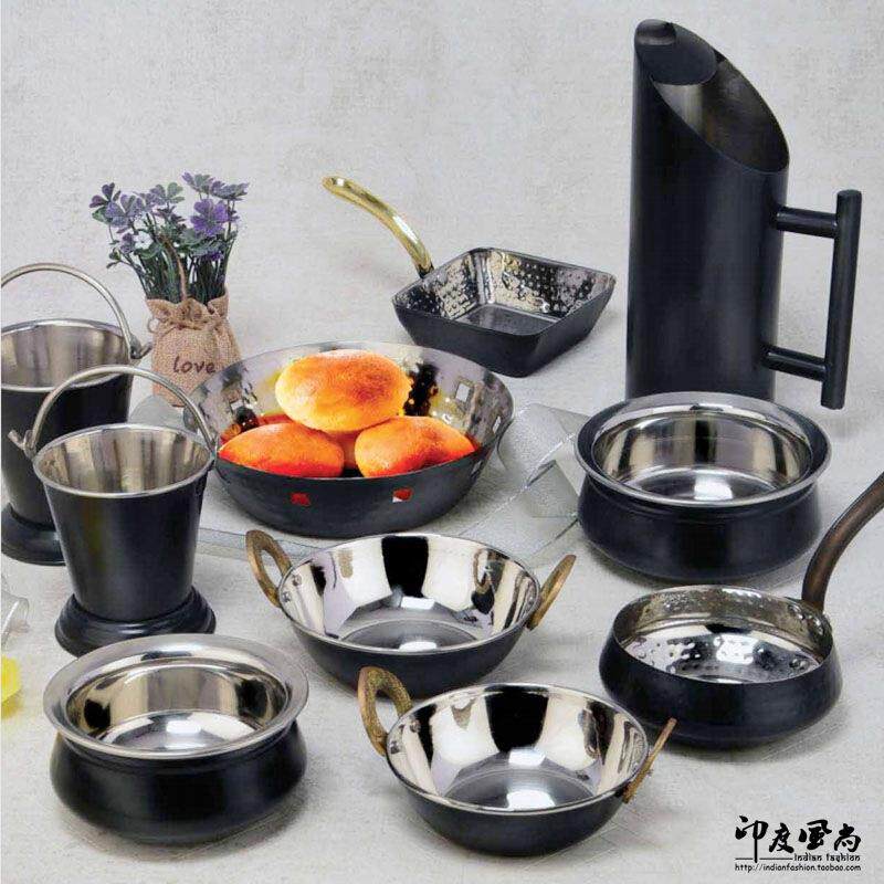 印度风尚不锈钢平口碗电镀黑色光面餐具餐厅居家亚特色