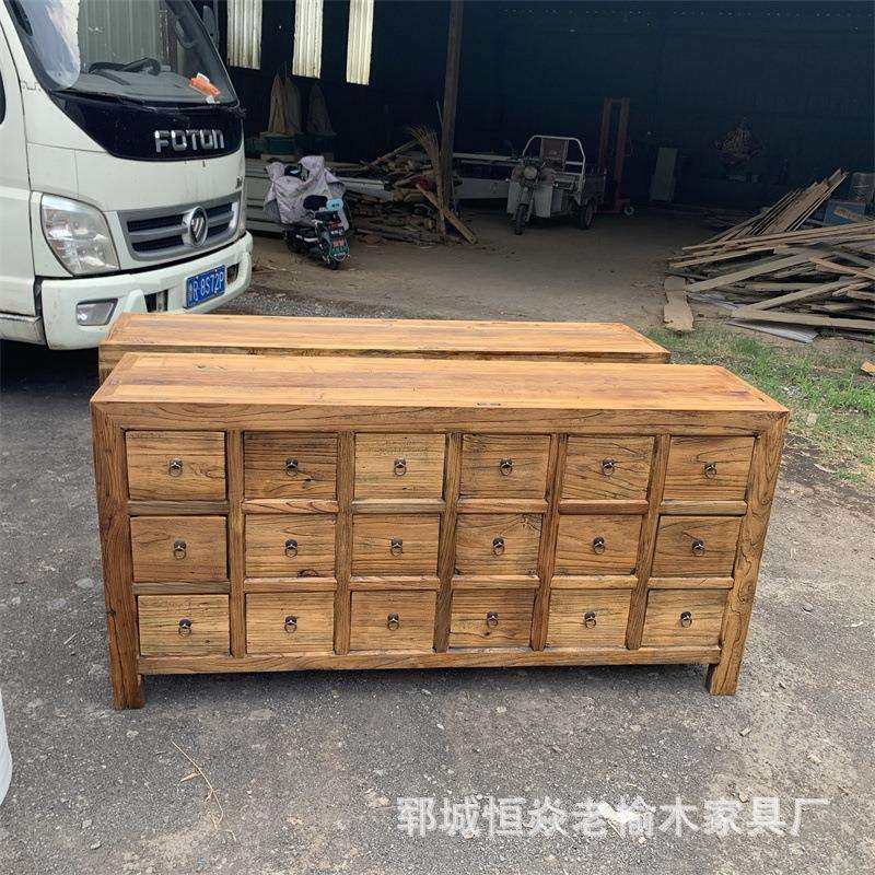 老榆木收纳柜实木柜老门板多格抽屉餐边柜玄关装饰中式复古储物柜,电子元器件市场,其它元器件,淘宝优惠券,粉丝福利购,淘宝优惠卷