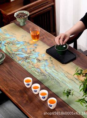 棉绒新GPO中式禅桌意防水茶席家用中国风麻锦旗茶桌布茶垫布艺茶