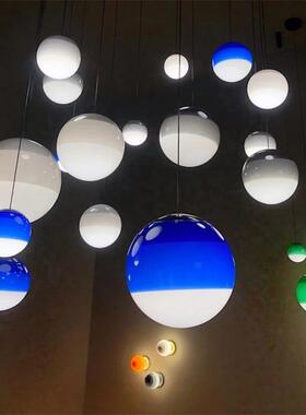 北欧简约七彩玻璃26582灯吊20创24新款现代台意奶油风床头餐厅吧