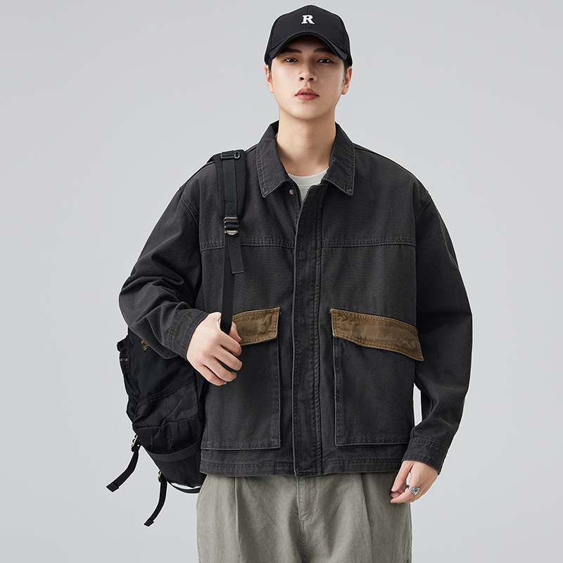 翻领工装外套男牛仔夹克衫男春秋