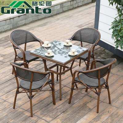 户外休闲桌椅奶茶咖啡厅网布椅阳台露台花园三五件套室外桌椅组合