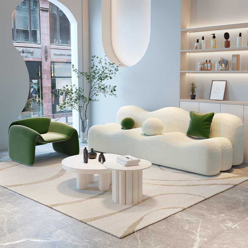 可爱沙发奶油小户型网红卧室公主风豆腐块沙发云朵懒人沙发双人