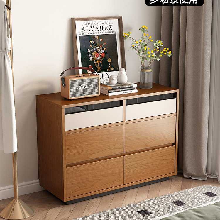 全实木中古风卧室餐边柜饰面斗柜梳妆台大容意式储藏柜收纳柜简约