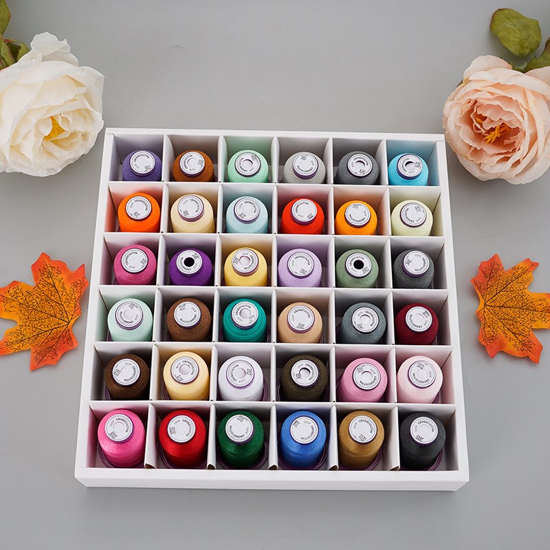 家用彩色手工刺绣线电脑绣花线 36色120D高亮涤纶绣花线套装550码