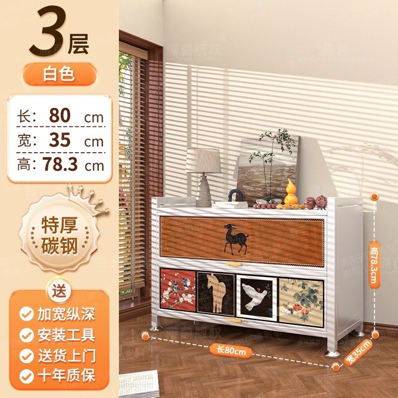 中古风书架落地多层置物架客厅家用厨房钢制收纳书柜储物柜整理架