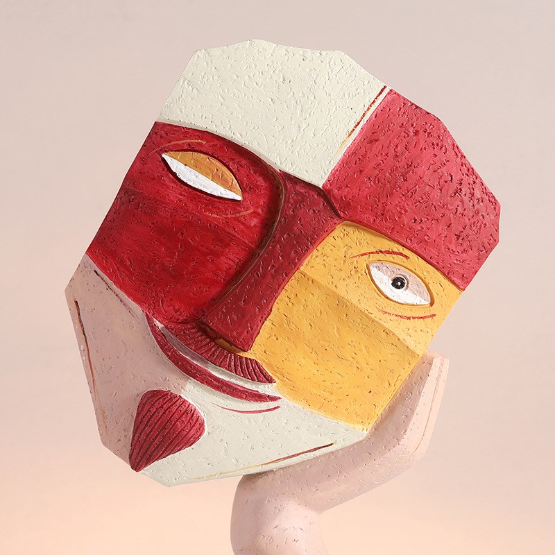 创意情侣几何脸谱工艺品树脂摆件抽象人脸雕塑客厅家居酒柜装饰品