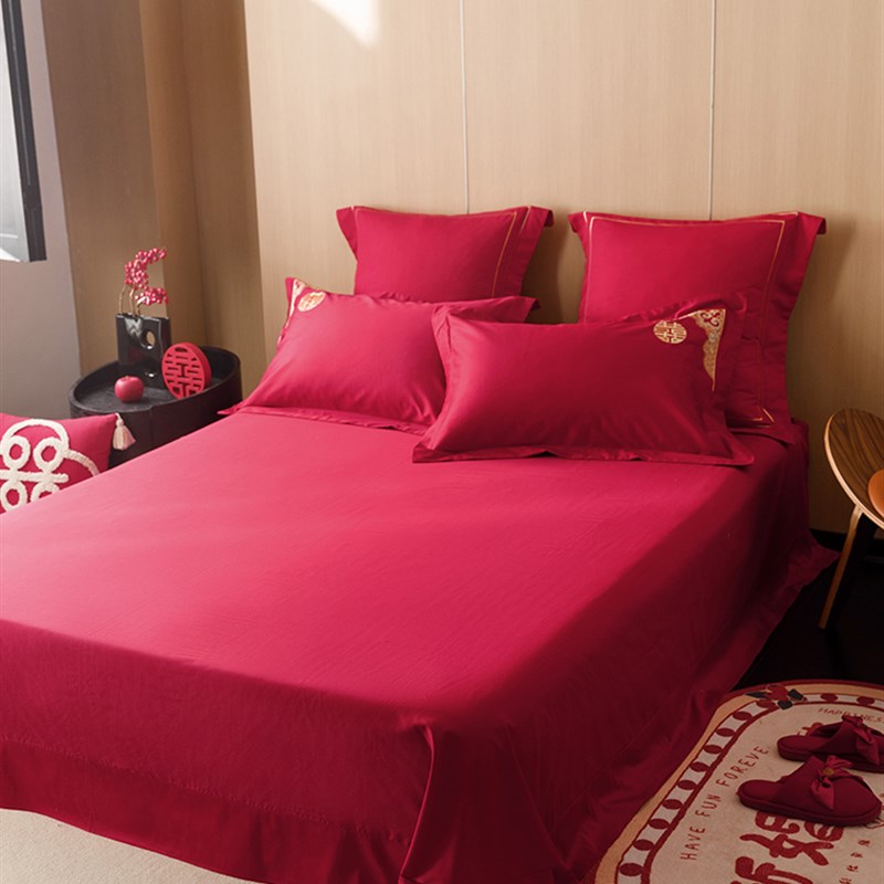 龙凤刺绣红色婚庆四件套结婚喜嫁被套床单新婚房喜被床上用品