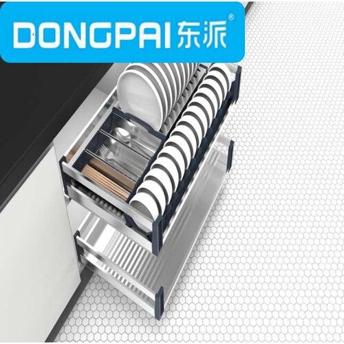 DONGPAI东派-不锈钢拉篮厨房抽屉开门式功能碗碟架篮碗柜厂家