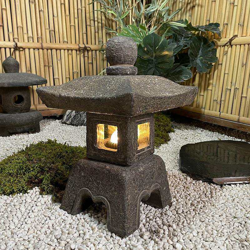 石灯庭院日式石灯笼仿古青石头灯户外中式电石灯园林景观石雕摆件