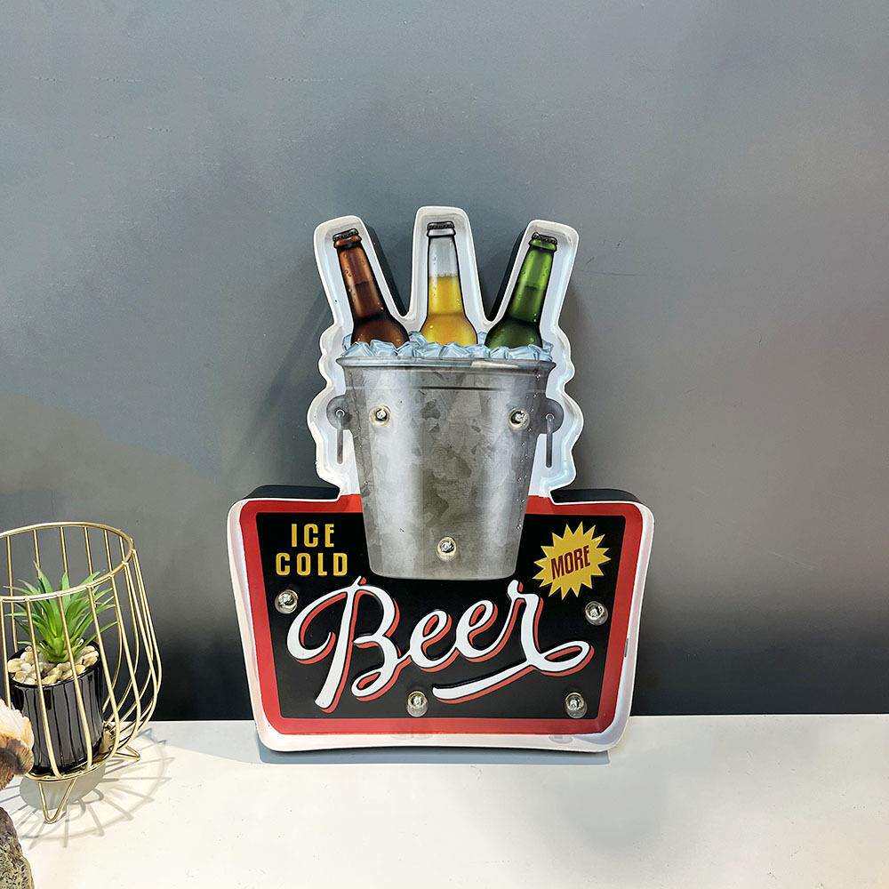 工业风LED灯酒吧软装指示牌饰品复古咖啡厅店铺创意壁饰背景挂件