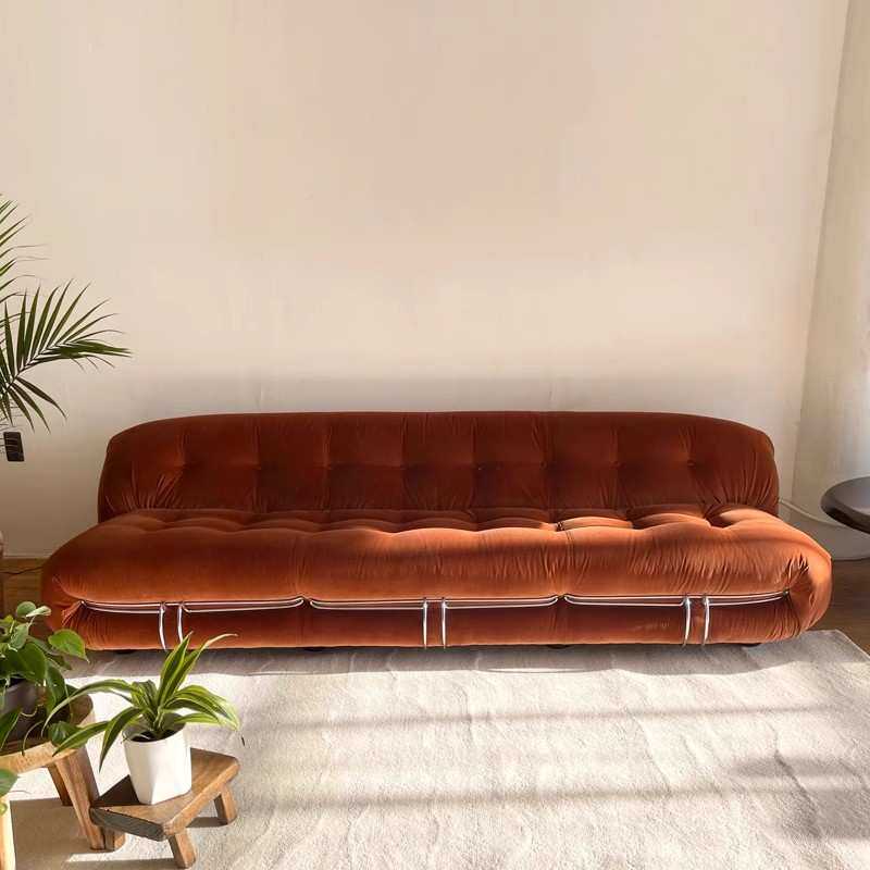 意式轻奢布艺小户型沙发创意河马大钢牙沙发简约中古风布艺沙发