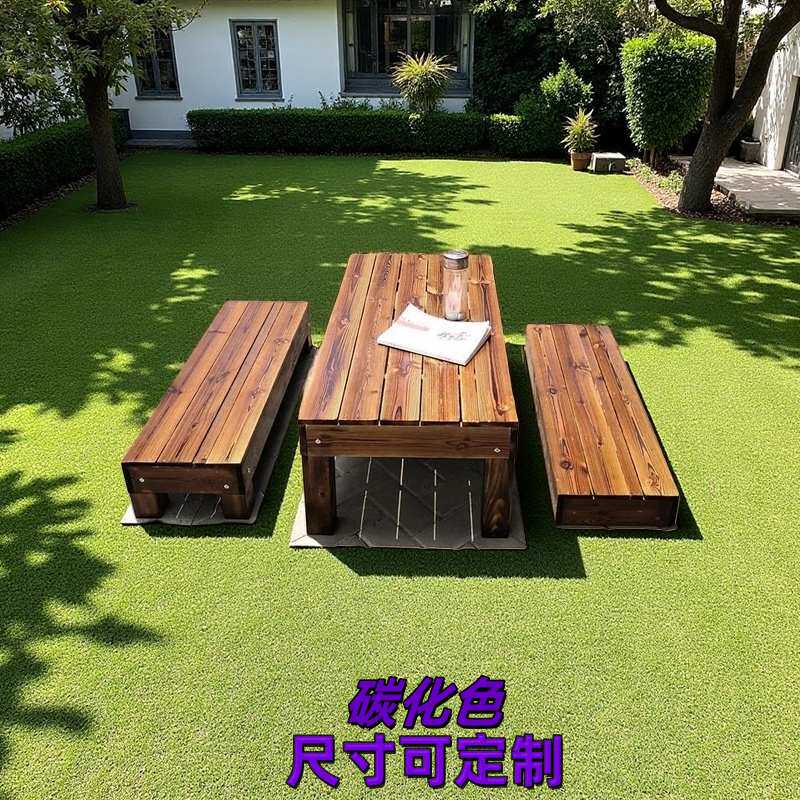 矮桌子长方形户外庭院防腐木仿古花园简约复古茶桌台阳台长条地桌