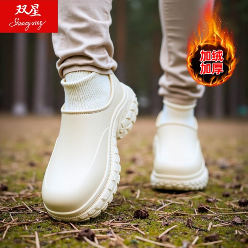 双星棉拖鞋男冬季加绒加厚保暖厚底包跟棉鞋男士防水女士包头鞋