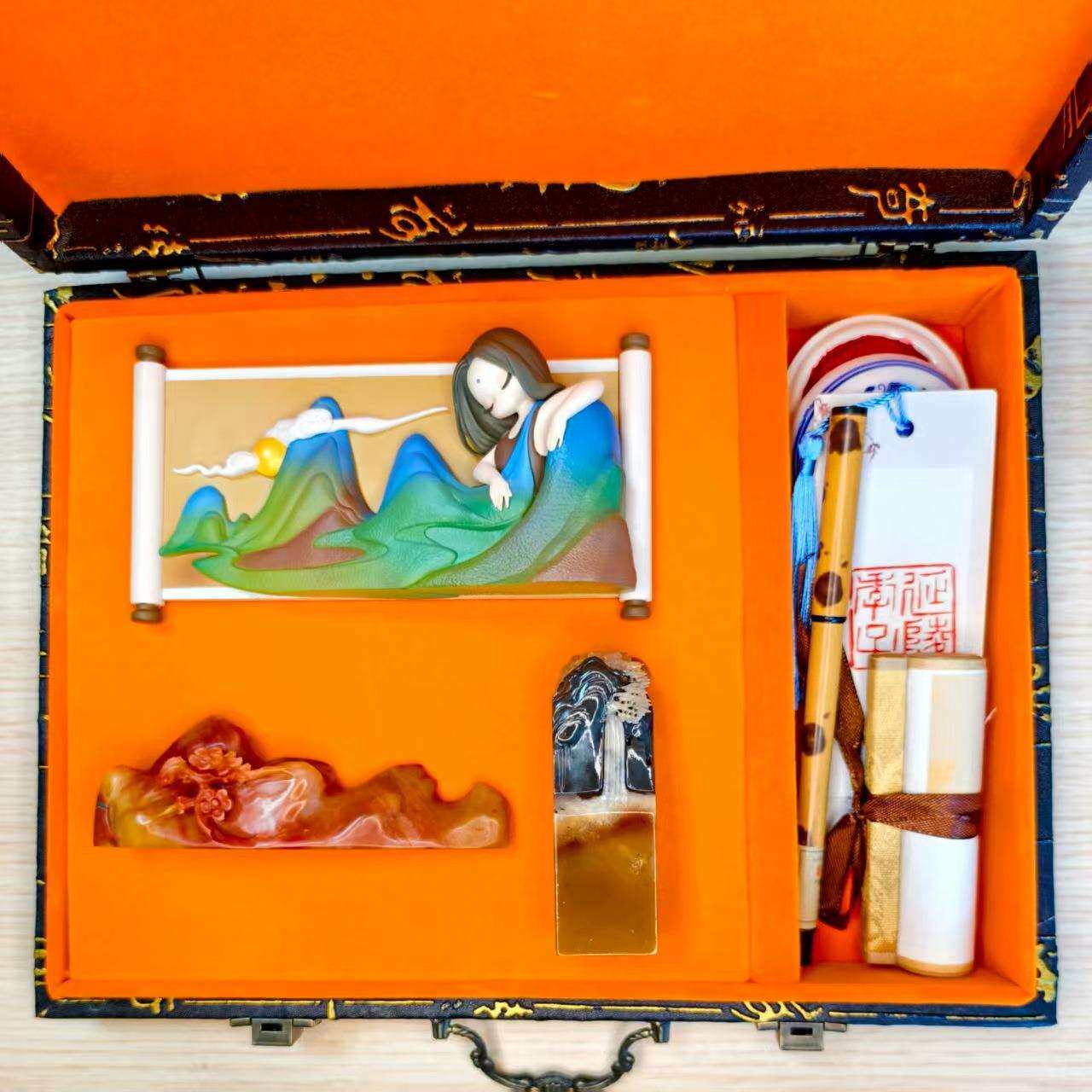 寿山石老挝冻石锦绣山河组合姓名书画闲章文创金石篆刻印章收藏品