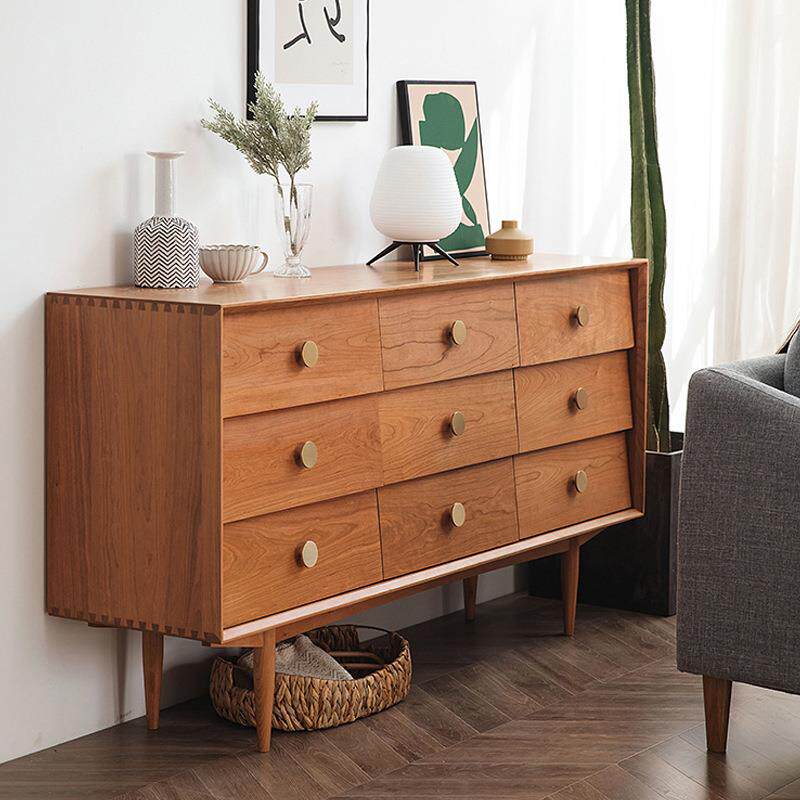 北欧实木山丘九斗柜现代简约卧室樱桃木九斗收纳柜床尾储物抽屉柜
