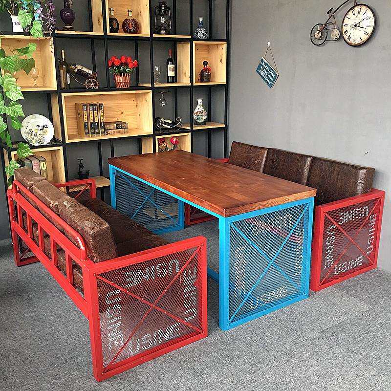 loft工业风音乐餐吧酒吧桌椅清吧卡座沙发铁艺复古创意餐桌椅组合