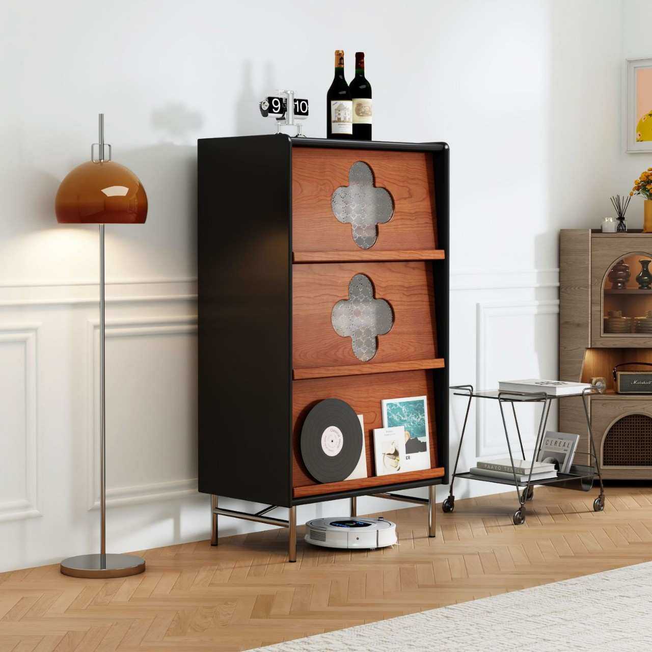 中古风实木五斗柜复古客厅六斗柜靠墙储物收纳柜中古色九斗柜边柜