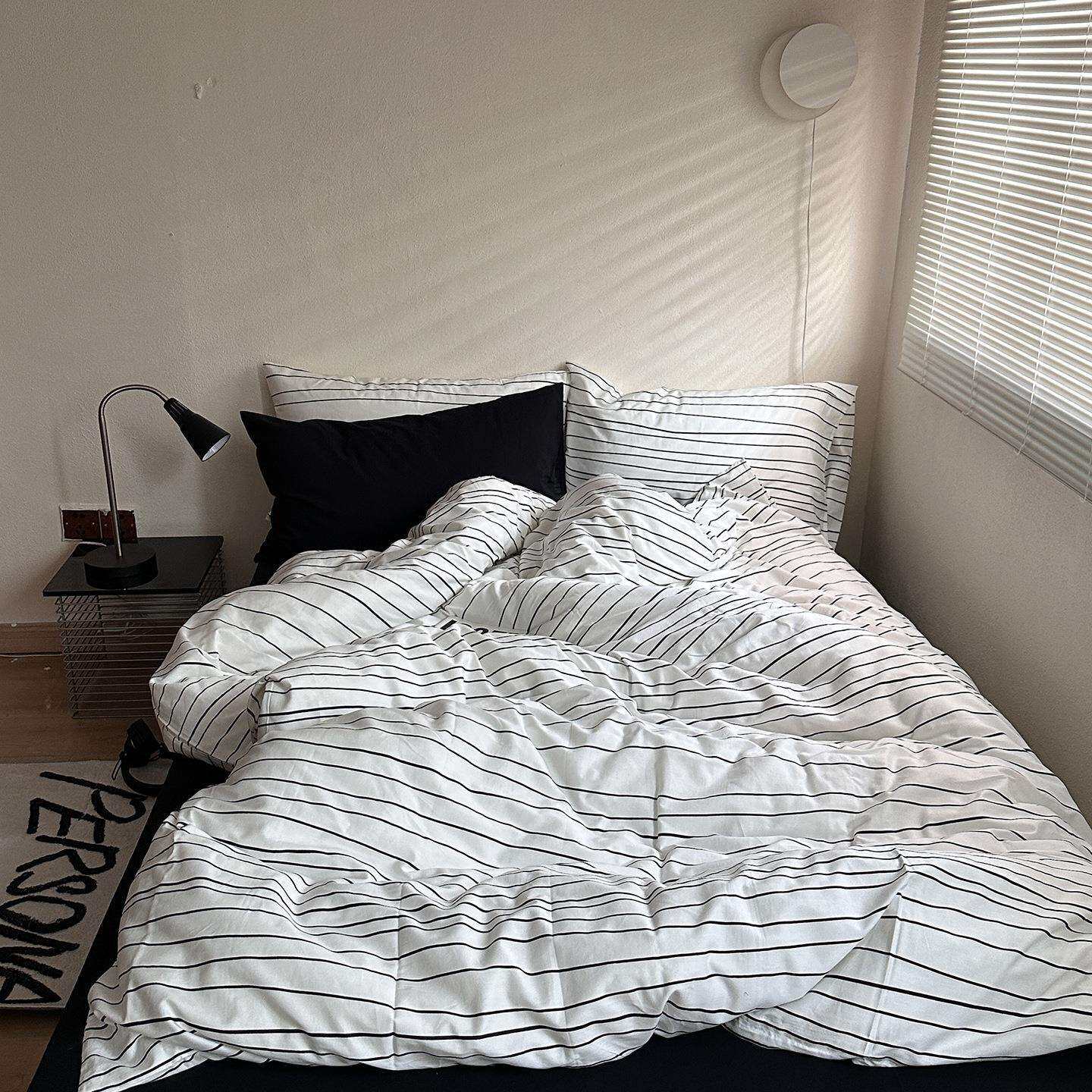 2025新款色织水洗系列四件套-黑白世界 1.5m床单款四件套 