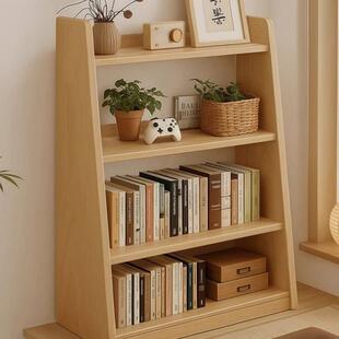 实木飘窗置物架多层收纳架卧室阳台小书架收纳储物柜窗台改造