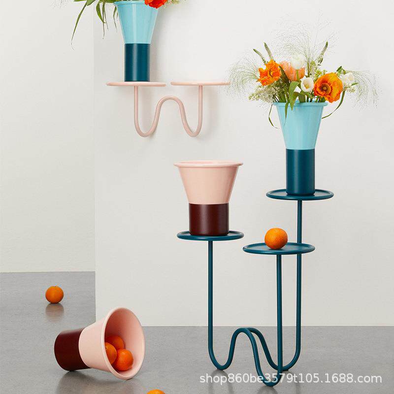 造心家具|简约现代北欧办公室客厅装饰金属花架新款设计师边几