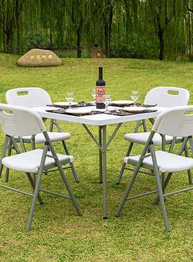 F86户外简易吹塑折叠方桌 家用折叠桌地摊野餐休闲便携折叠桌