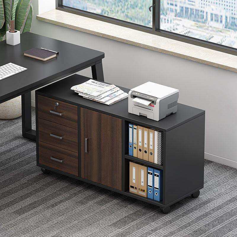 办公室文件柜木质带锁资料储物收纳柜办公桌下侧边柜矮柜置物柜子