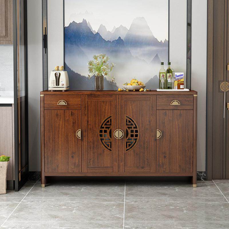 新中式餐边柜实木色酒柜靠墙家用厨房储物柜碗柜客厅茶水柜