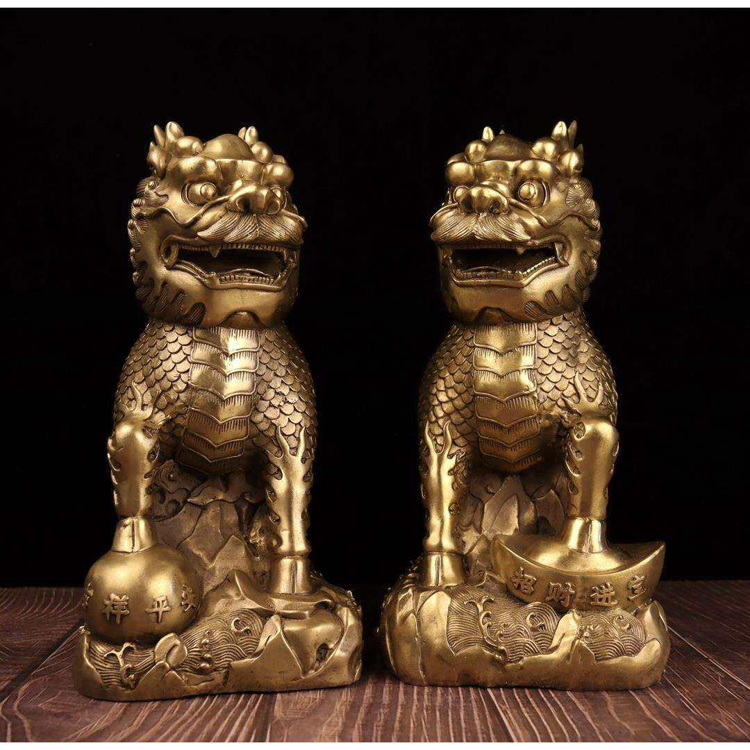 纯铜麒麟摆件精工护宝麒麟一对吉祥平安大小号麒麟家居客厅工艺品