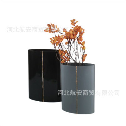 现代简约创意铁艺花器花插样板房售楼处桌面书架软装饰品摆件