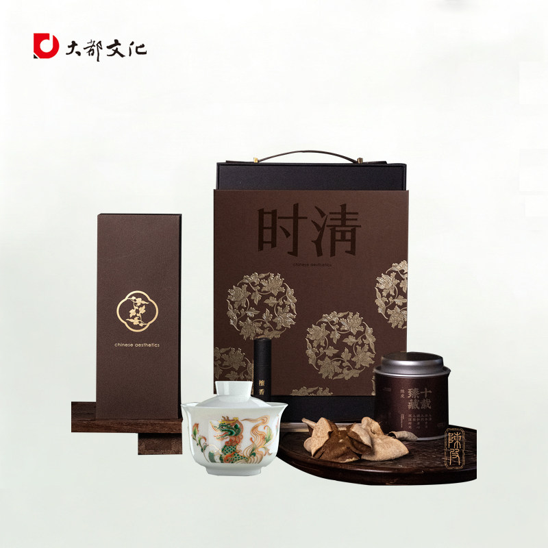 时清端午礼创意商务伴手礼高颜值屏风十年陈皮亚克力香插粽子盖碗