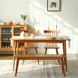 家具长条凳实木板凳日式长方形原木色白橡木樱桃木北欧餐桌凳
